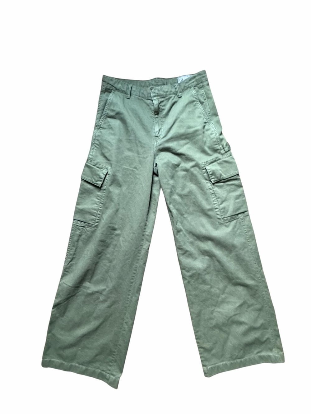 GAP Women's Olive Green Straight-Leg Cargo Pants size 8 Tall cotton